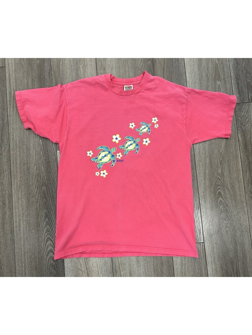 Vintage Kona Hawaii Pink Turtles T-Shirt Women's Large